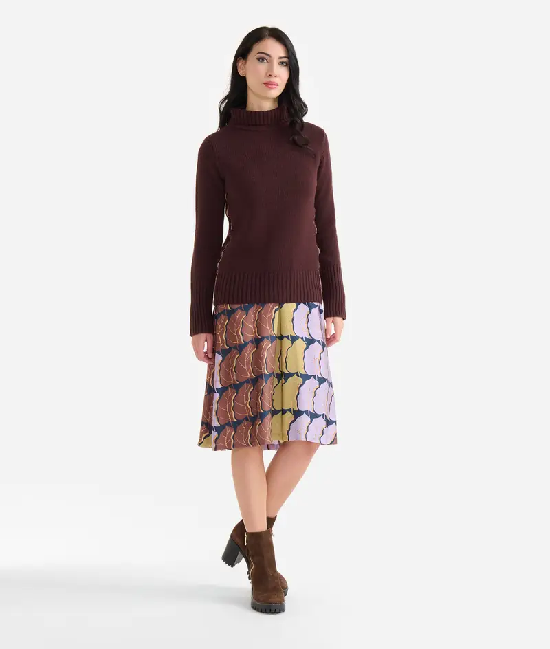 Maglia a collo alto in filato misto lana/cashmere Mogano