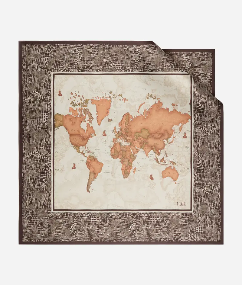 Maxi foulard Geo Cocco 130x130 Caffè