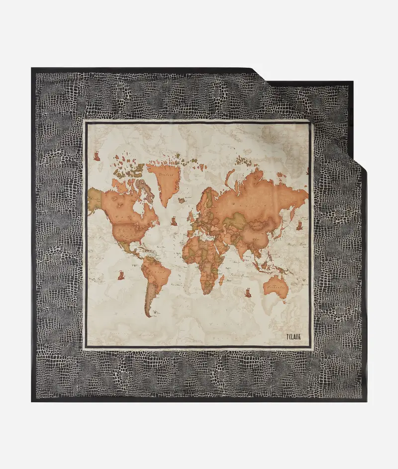 Maxi foulard Geo Cocco 130x130 Nero