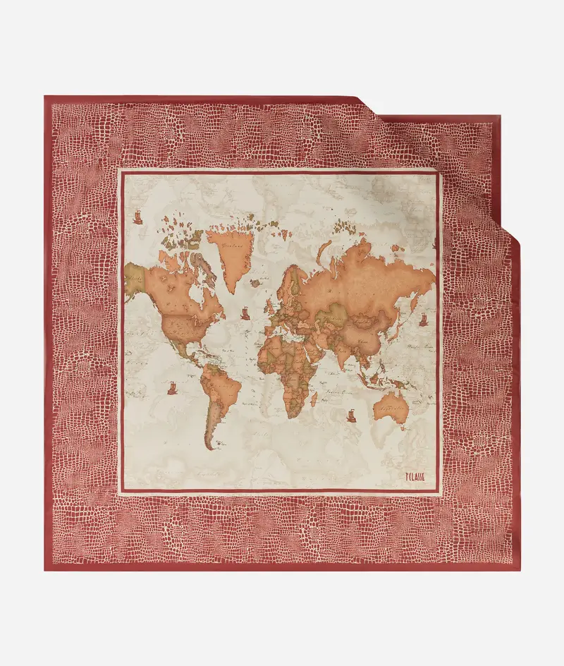 Maxi foulard Geo Cocco 130x130 Rosso Scarlatto