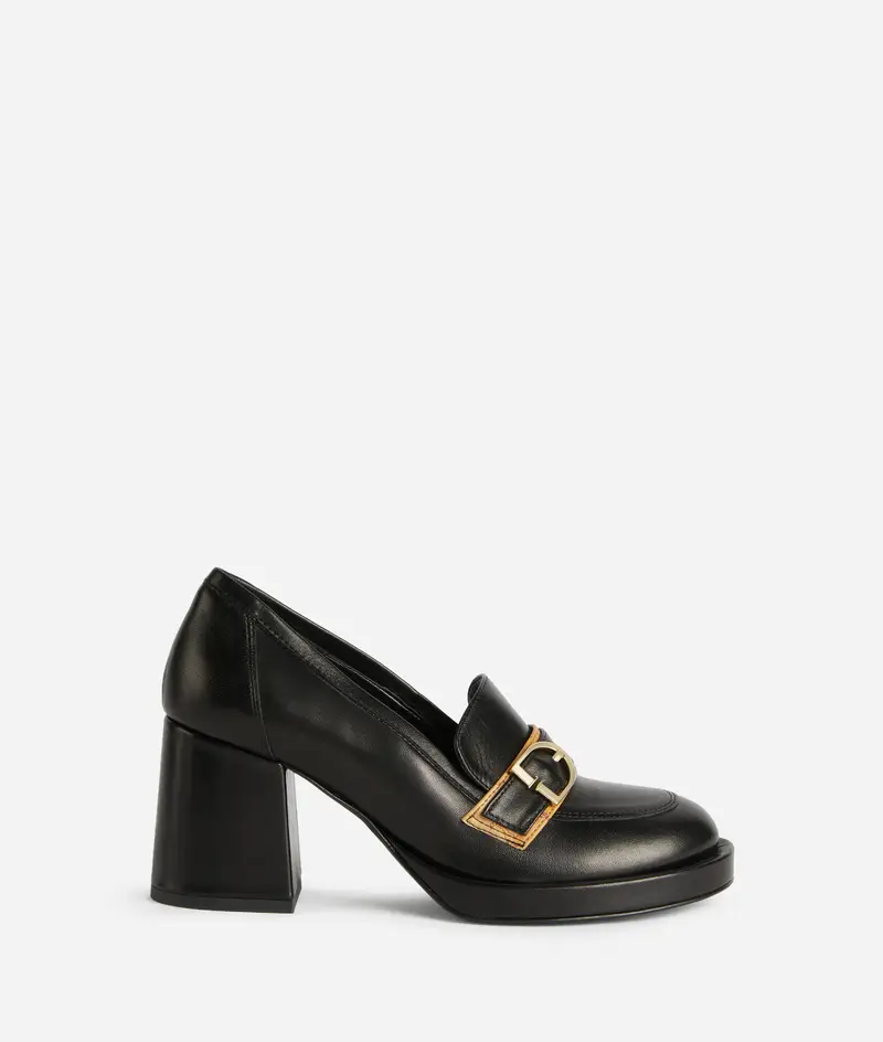 Mocassini in nappa liscia con fibbia 1C Neri