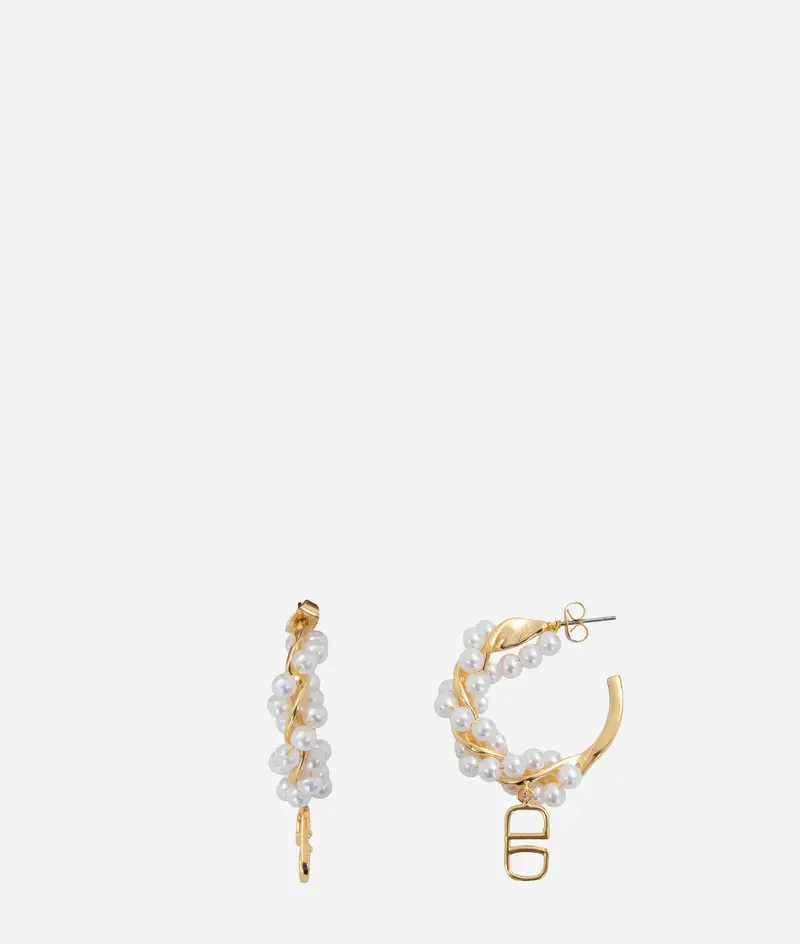 Orecchini a cerchio con perline Oro