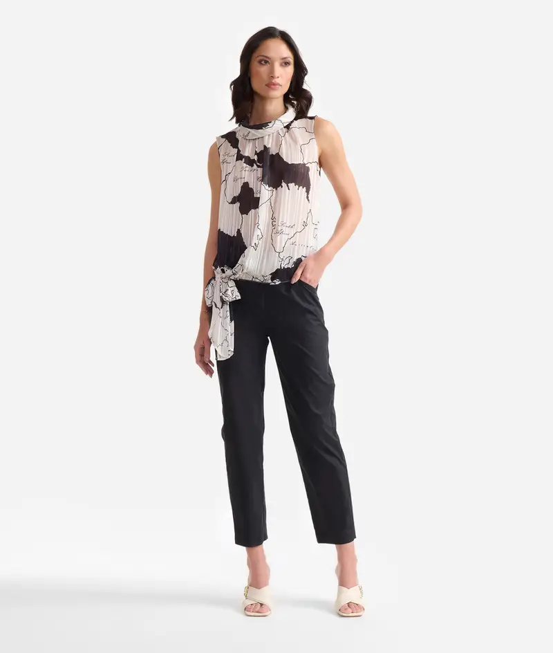 Pantaloni casual in popeline di cotone croccante Neri