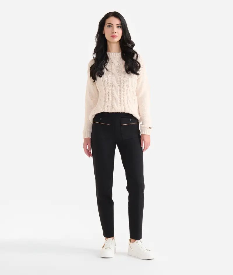 Pantaloni con taschine in jersey punto Milano Neri