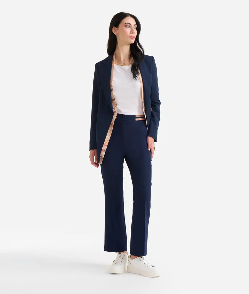 Pantaloni in cady inverno con cinturina Geo Classic Blu Scuro