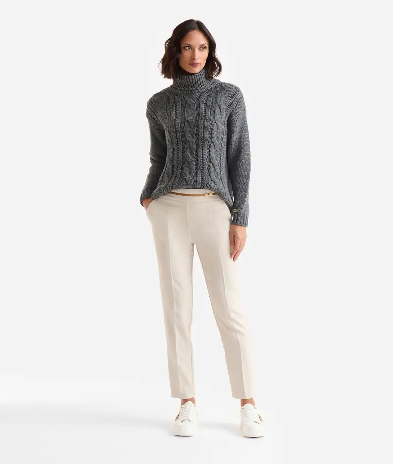 Pantaloni in cavallery con logo 1ᴬ Classe Bianco Lana