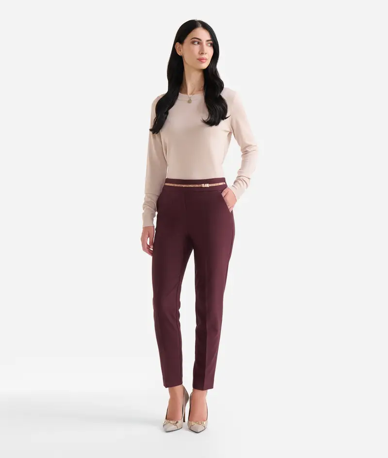 Pantaloni in cavallery con logo 1ᴬ Classe Borgogna