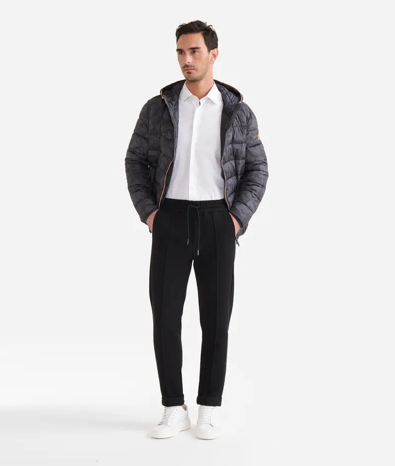 Pantaloni in cotone piquet con coulisse Neri