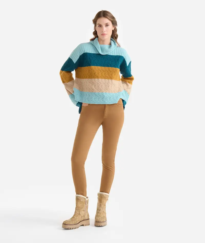 Pantaloni in gabardina smerigliata con taschino Geo Classic Caramello