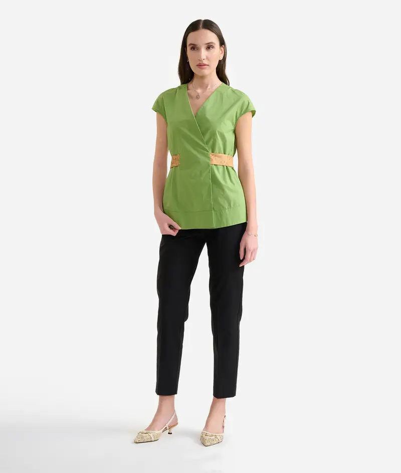 Pantaloni regular in gabardina di cotone stretch Neri