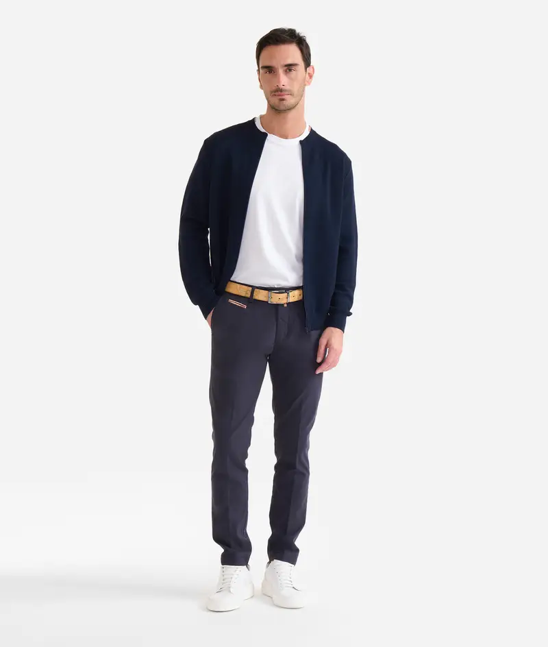 Pantaloni super slim fondo 16 in cotone Blu Navy