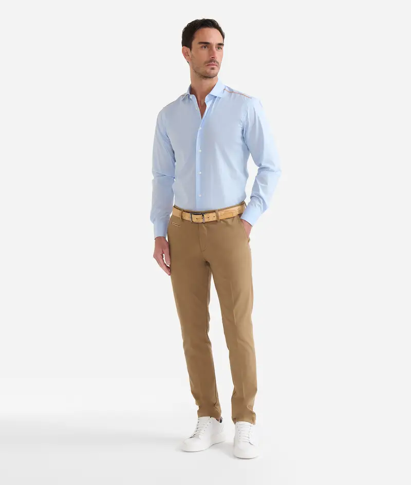 Pantaloni super slim fondo 16 in cotone Cuoio