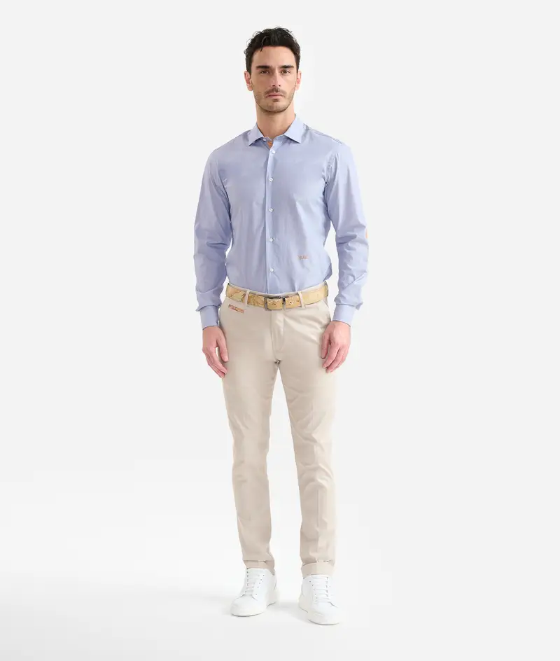 Pantaloni super slim in cotone stretch Sabbia