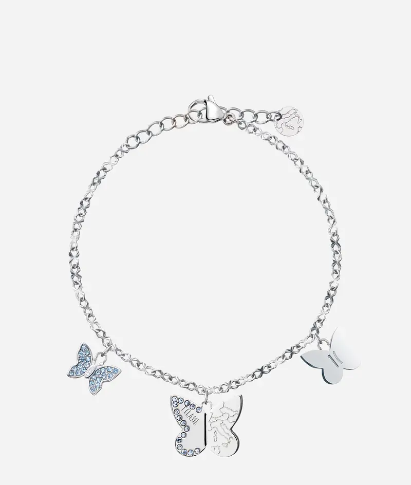 Papillons bracciale con mappa Geo incisa Argento