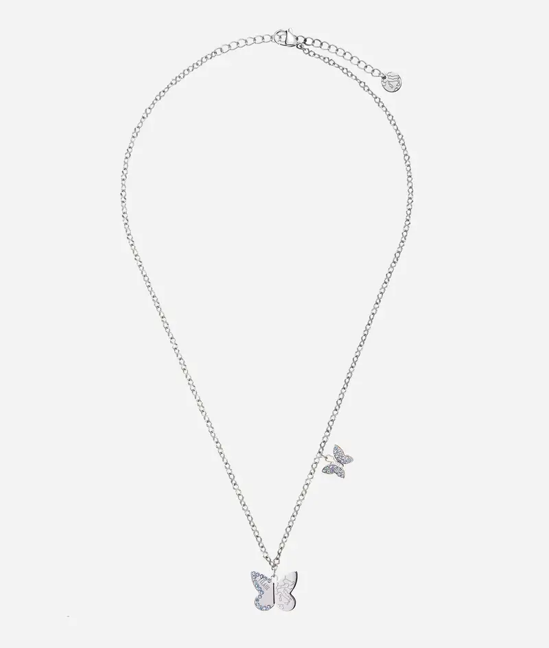 Papillons girocollo con mappa Geo incisa Argento