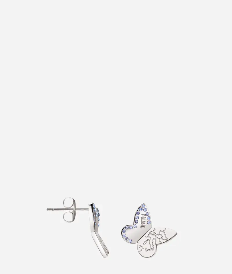 Papillons orecchini a bottone con mappa Geo incisa Argento