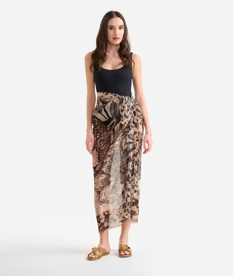 Pareo stampa Jungle 130x130 Nero