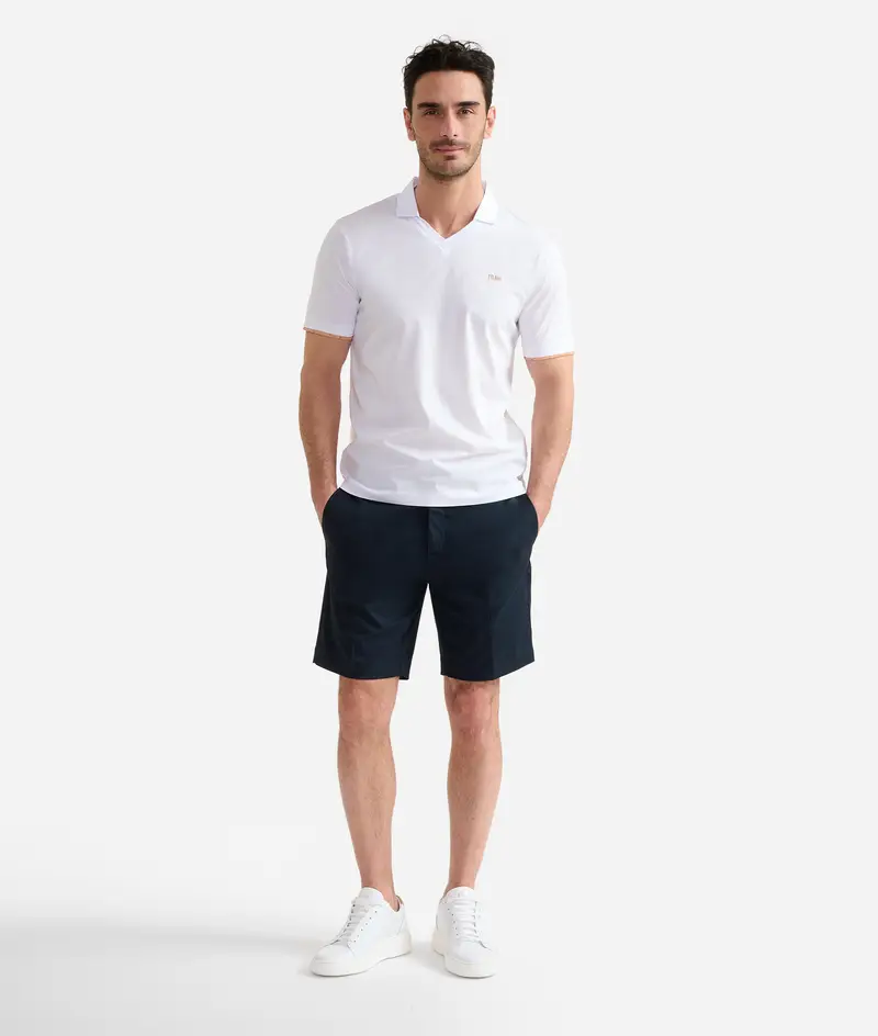 Polo in cotone con dettagli maniche Bianca