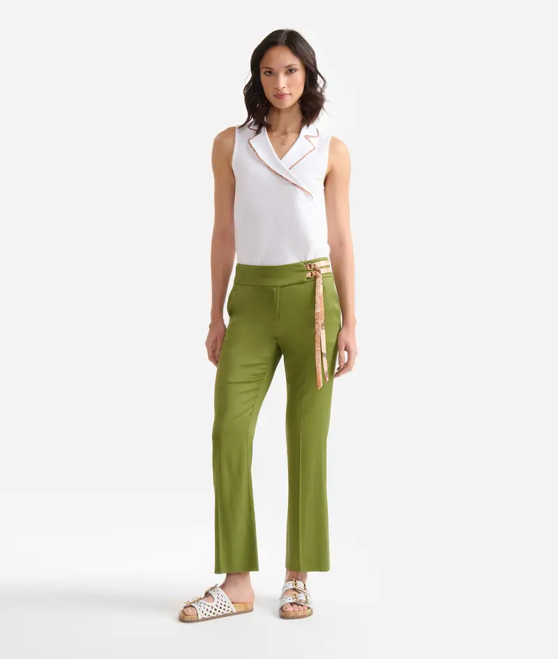 Polo in jersey di cotone piquet con scollo rever Gesso