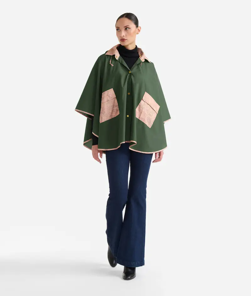 Poncho impermeabile corto Verde Oliva