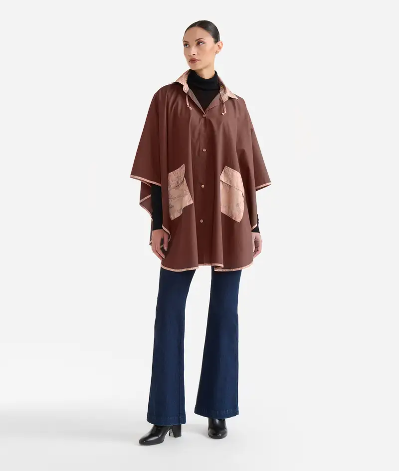 Poncho impermeabile lungo Marrone
