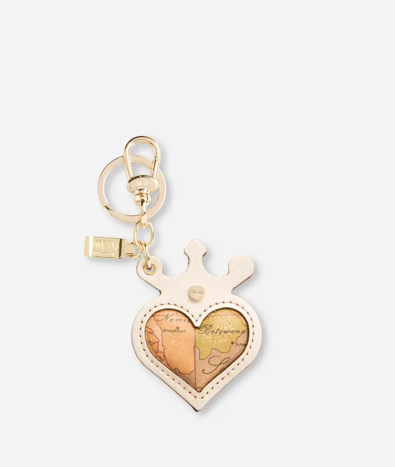 Portachiavi Cuore in pelle laminata Oro Chiaro