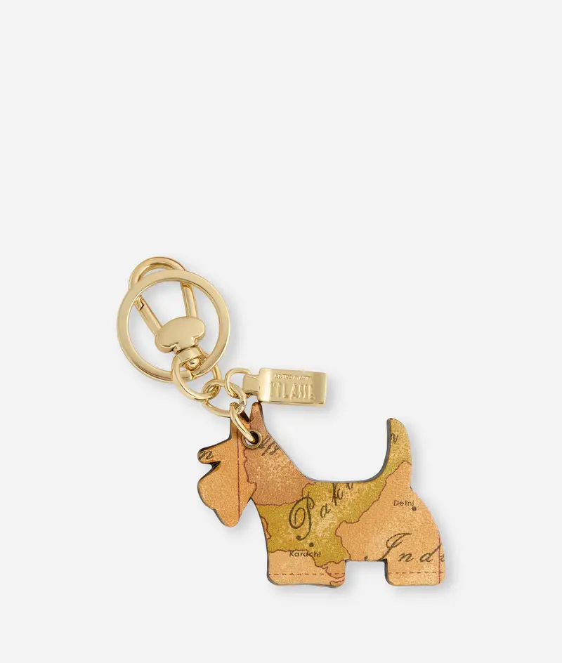 Portachiavi Scottish Terrier in pelle Taupe