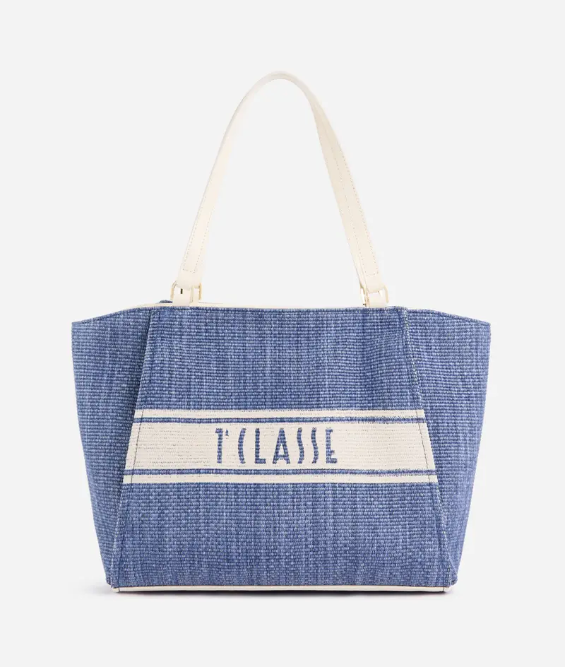 Rafia Coast borsa shopping Blu Pacifico