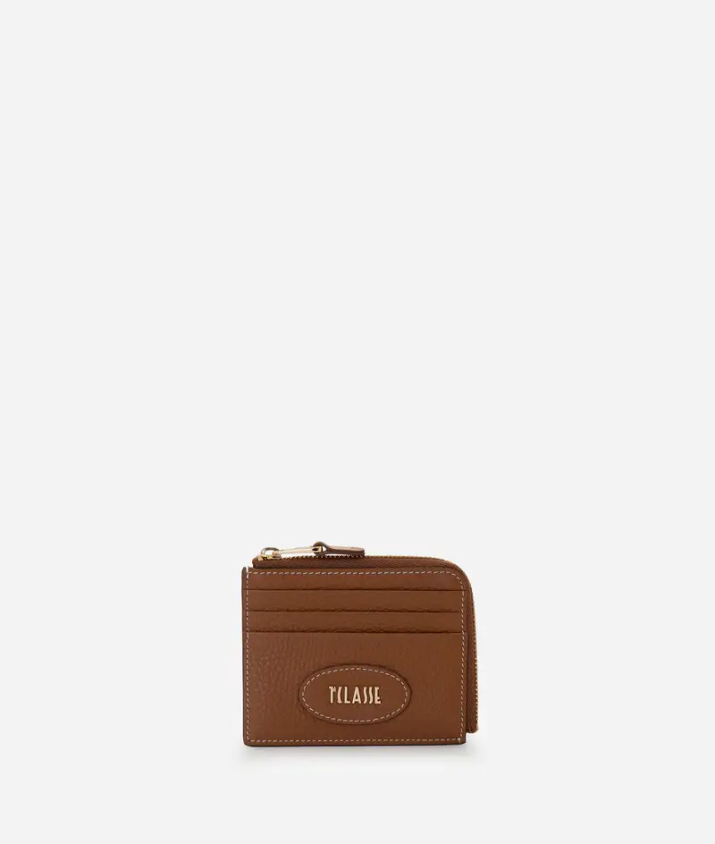 Rodeo Leather portacarte con zip Cuoio