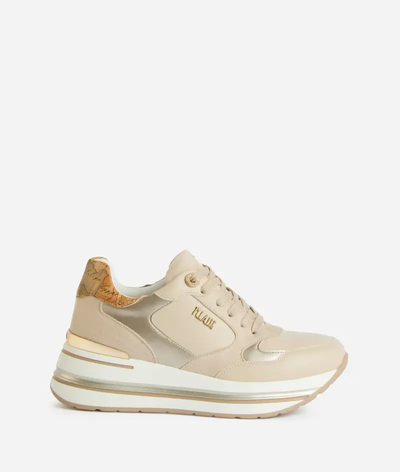 Running in eco nappa e tessuto scamosciato Beige