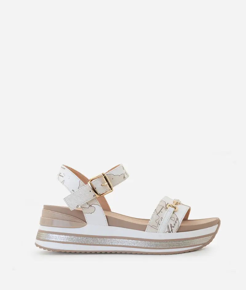 Sandali in eco nappa con morsetto Geo Beige