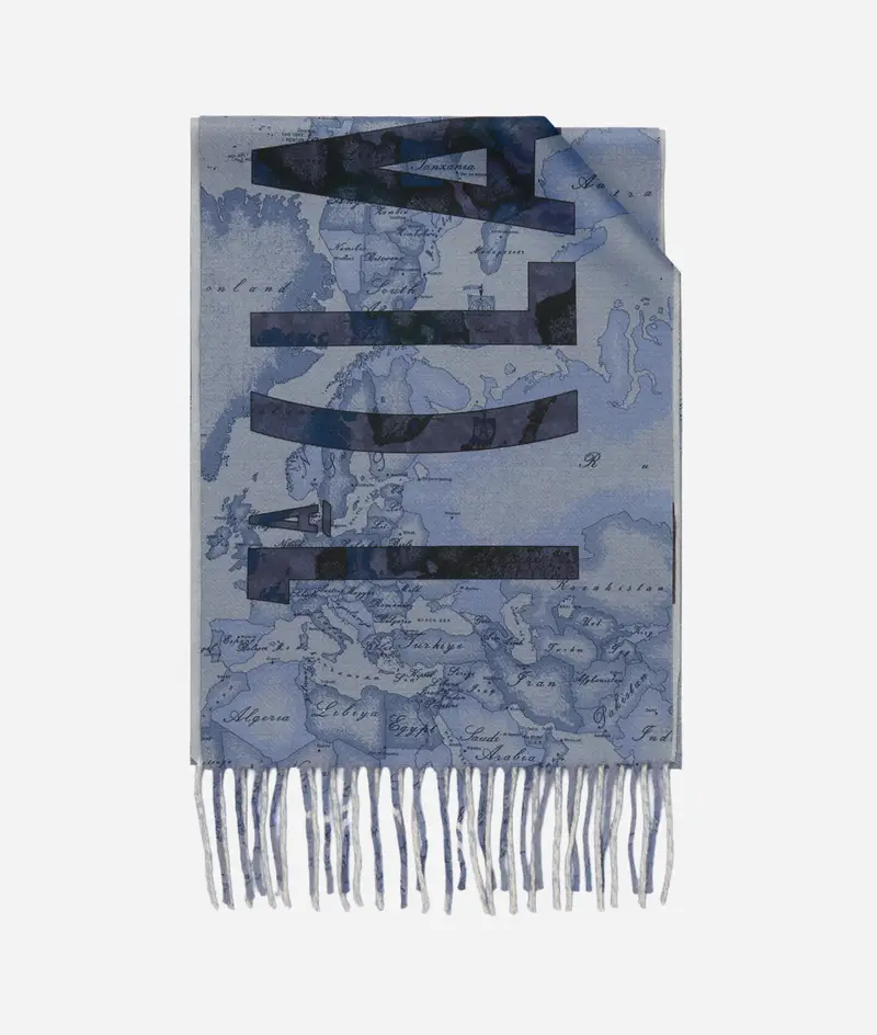 Sciarpa bicolor con Logo 35x180 Denim