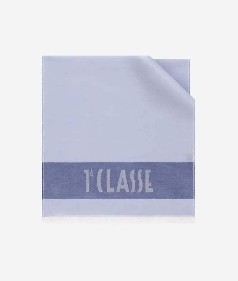 Sciarpa con logo 1ᴬ Classe in misto modal e cotone 42x180 Blu Jeans