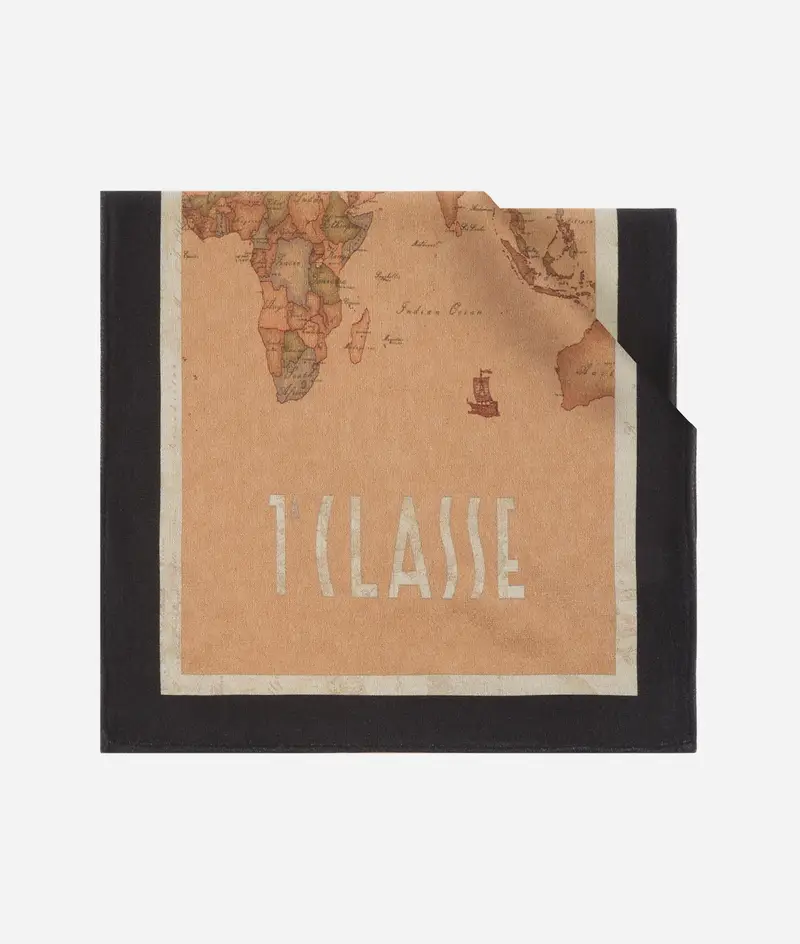 Sciarpa Geo Classic in maglina con cornice 48x170 Nera