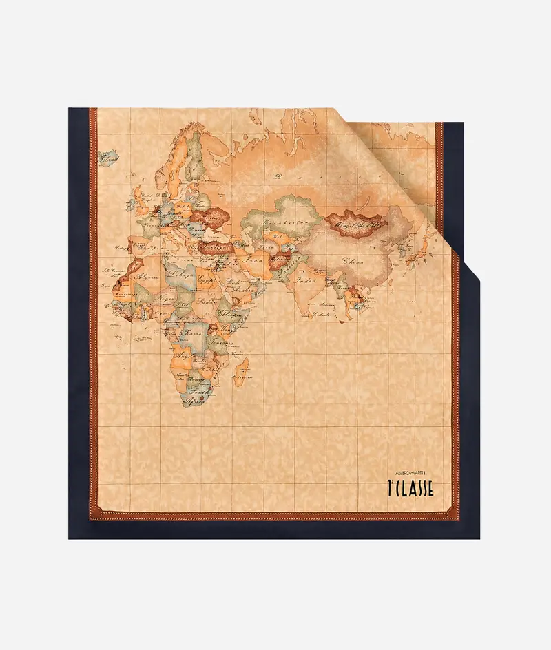 Sciarpa Geo Classic in seta 45x180 Blu Notte