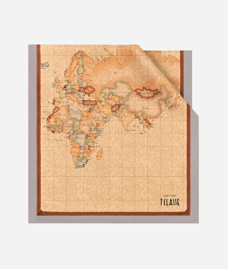 Sciarpa Geo Classic in seta 45x180 Greige