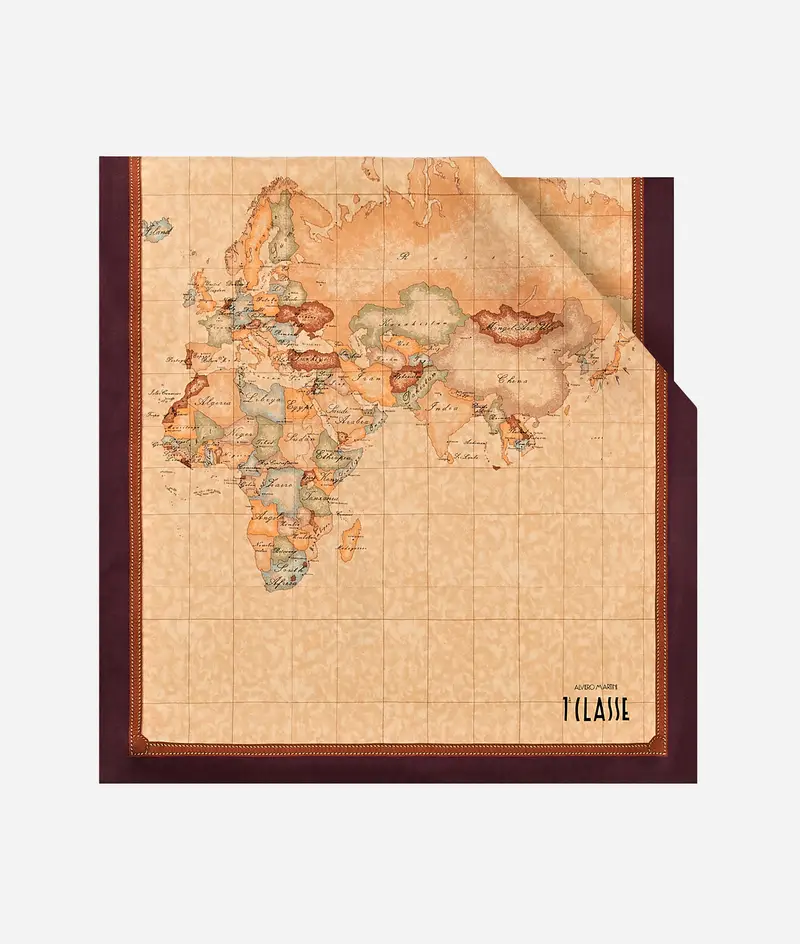 Sciarpa Geo Classic in seta 45x180 Mogano