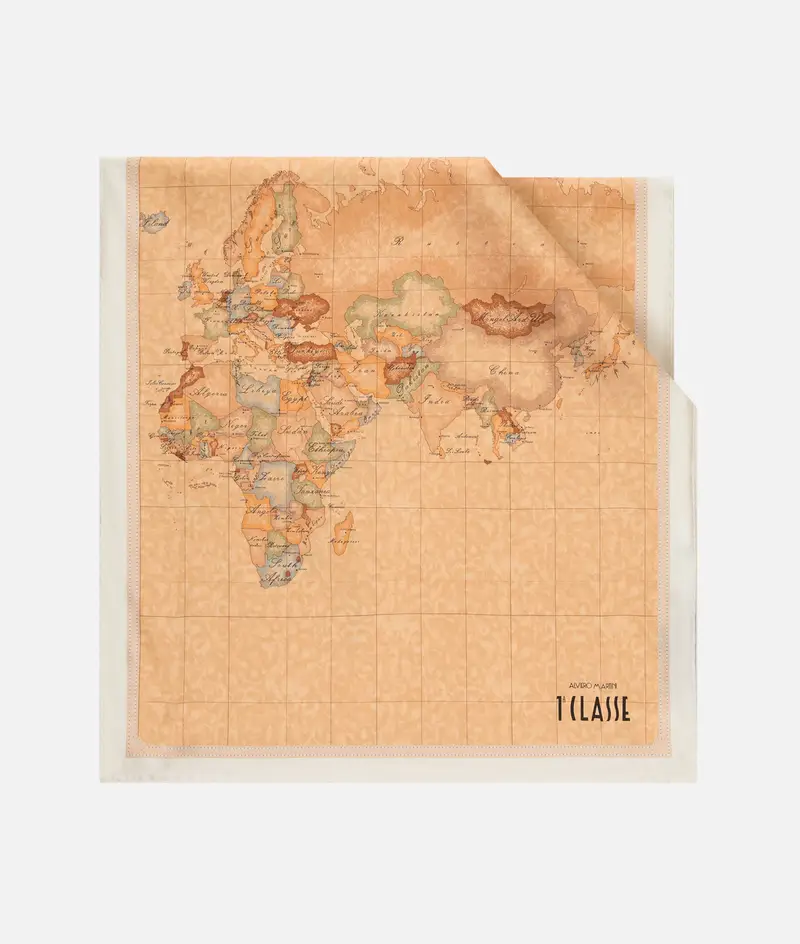 Sciarpa Geo Classic in seta 48x180 Avorio