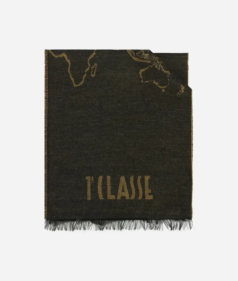 Sciarpa Geo Filetto in misto modal e lana 40x180 Grigio Cenere