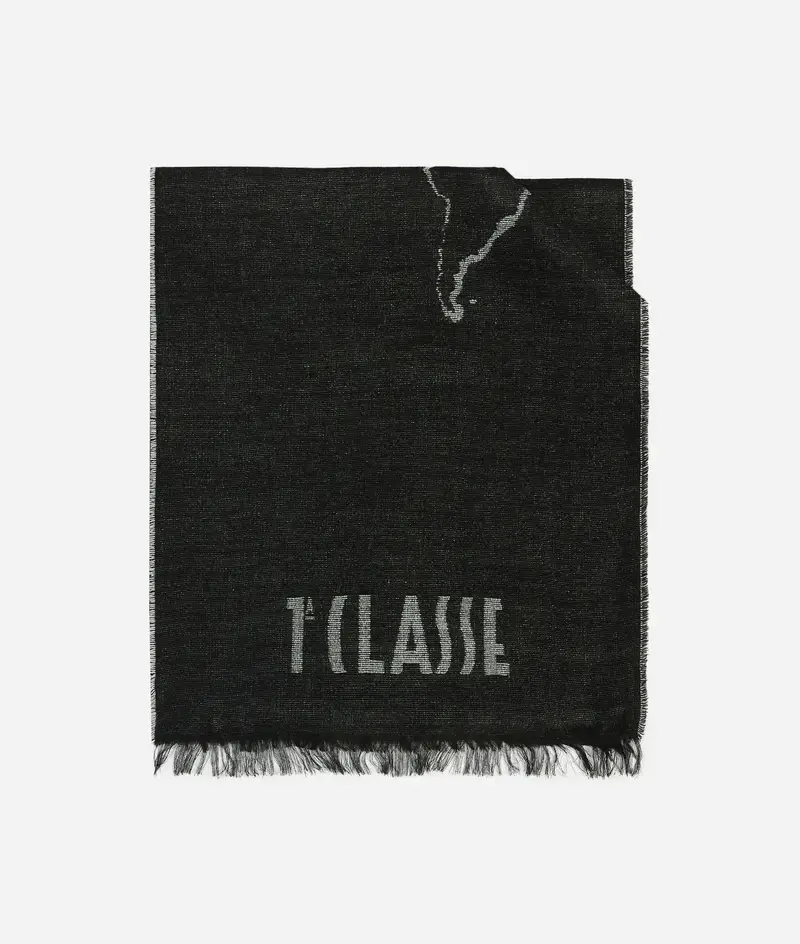 Sciarpa Geo Filetto in misto modal e lana 40x180 Grigio Fumo