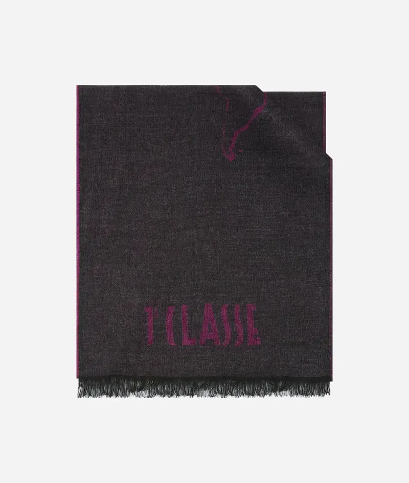 Sciarpa Geo Filetto in misto modal e lana 40x180 Grigio Nebbia