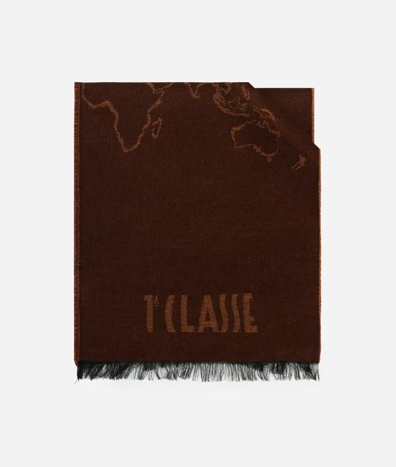 Sciarpa Geo Filetto in misto modal e lana 40x180 Mogano