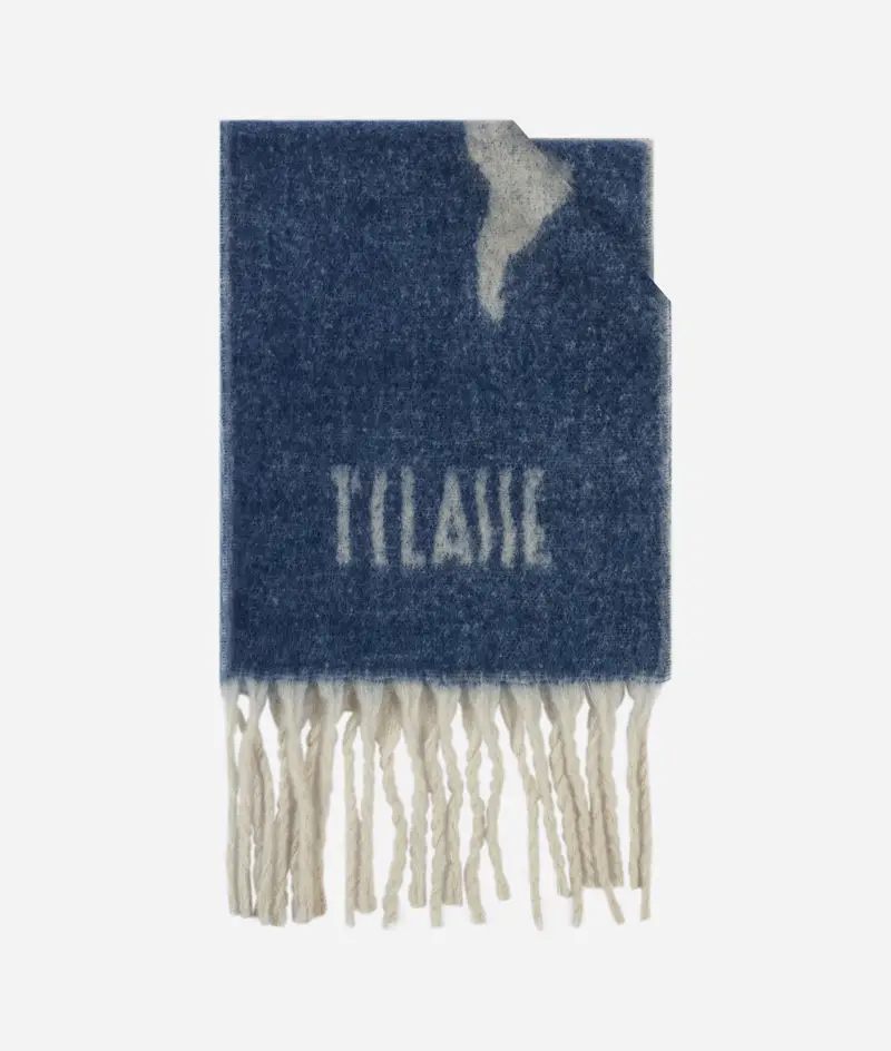 Sciarpa Geo Pieno con frange 37x186 Blu Navy