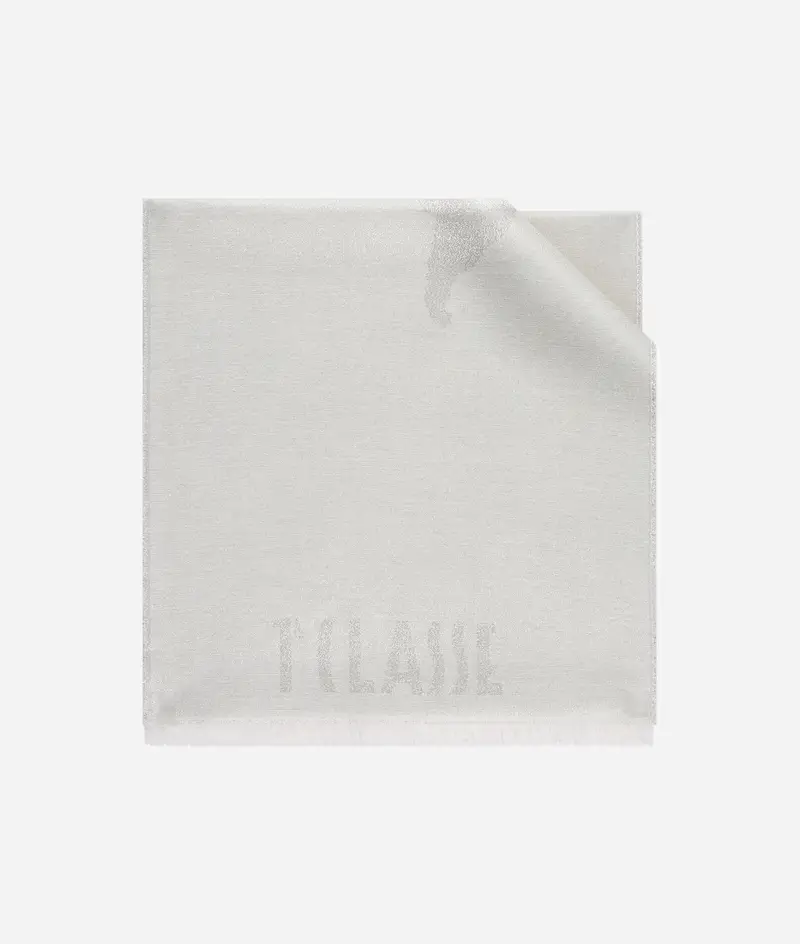 Sciarpa Geo Pieno Lurex in misto modal 42x170 Bianco Ghiaccio