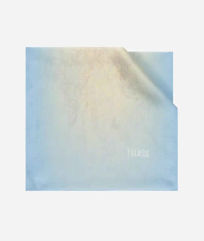 Sciarpa Geo Sfumato Delicato 48x180 Blu Jeans Lavato