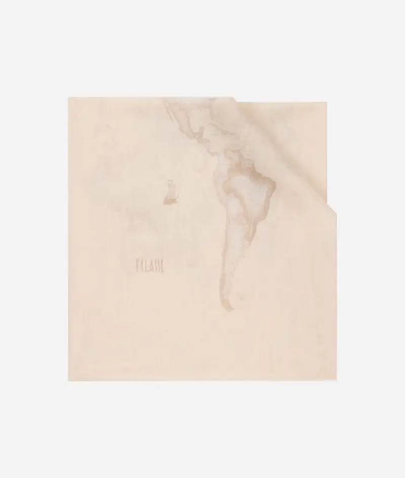 Sciarpa in misto cotone e seta Geo Colorato 44x160 Beige Deserto