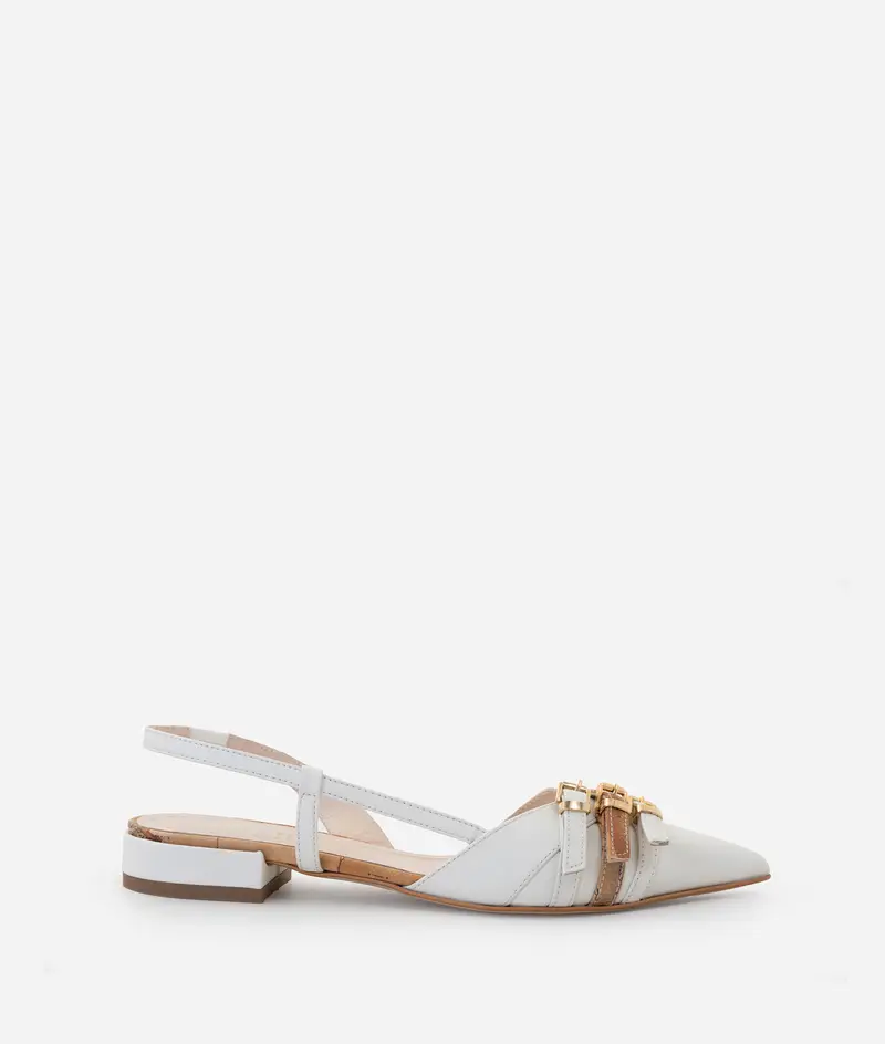 Slingback a punta in nappa Avorio