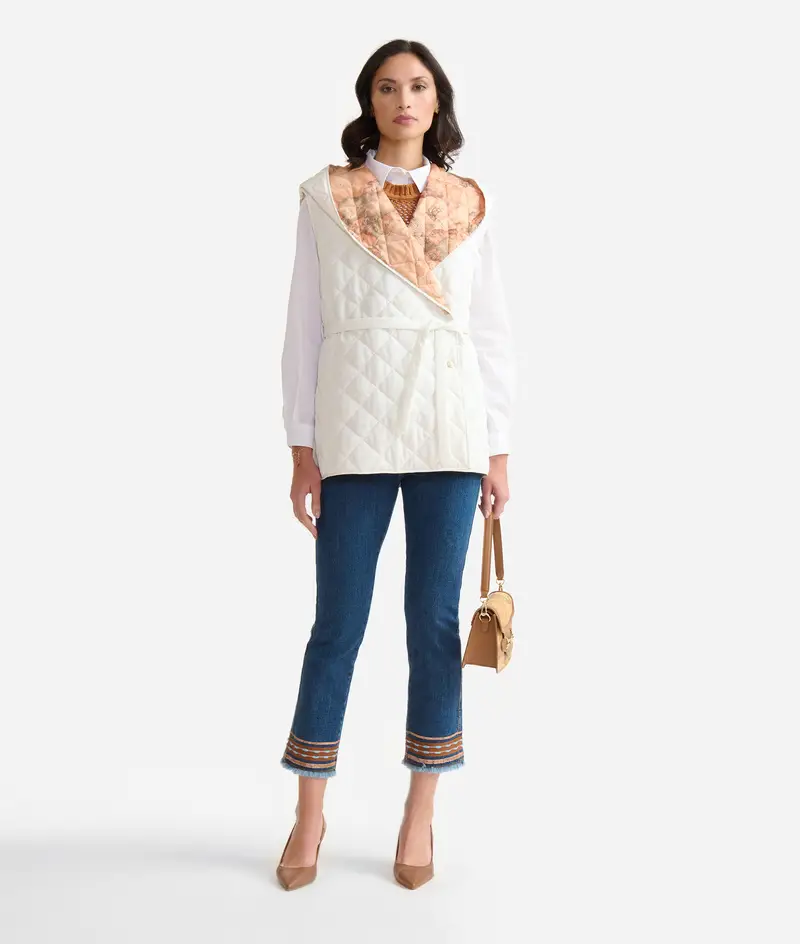 Smanicato trapuntato in nylon unito opaco Naturale