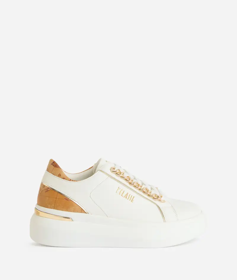 Sneaker in eco nappa con catene Bianche