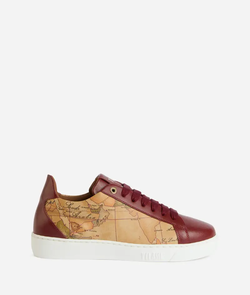 Sneaker in eco nappa Geo Classic e pelle liscia Rosso Acero